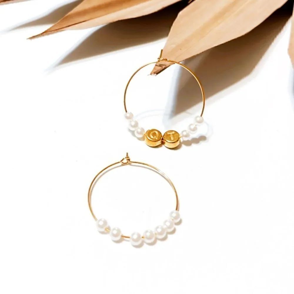 Pearl hoop earrings R619